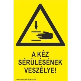 A kéz sérülésének veszélye!