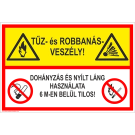 Tűz és robb.veszély! Doh. és nyílt láng haszn. 6m-en belül tilos!