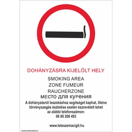 1-297210 Dohányzásra kijelölt hely!