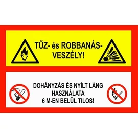 Tűz és robb.veszély! Doh. és nyílt láng haszn. 6m-en belül tilos!