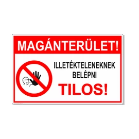 1-400250 Magánterület! Illetékteleneknek belépni tilos!