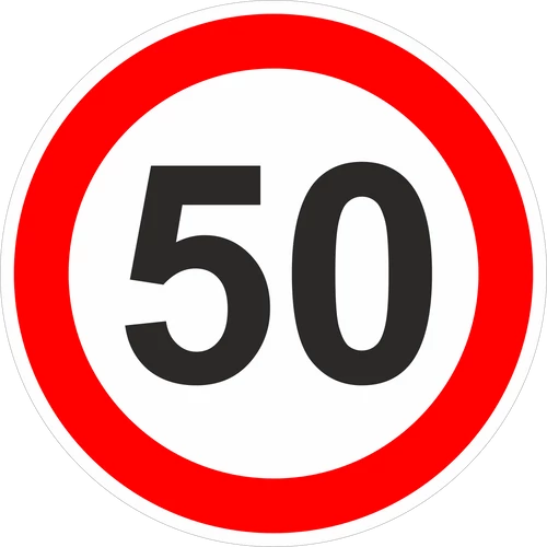 Sebességkorlátozó tábla, 50 km/h