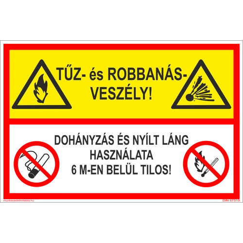 Tűz és robb.veszély! Doh. és nyílt láng haszn. 6m-en belül tilos!
