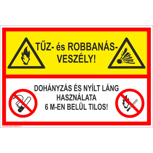 Tűz és robb.veszély! Doh. és nyílt láng haszn. 6m-en belül tilos!