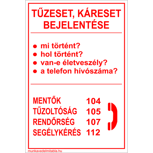 Tűzeset, káreset bejelentése
