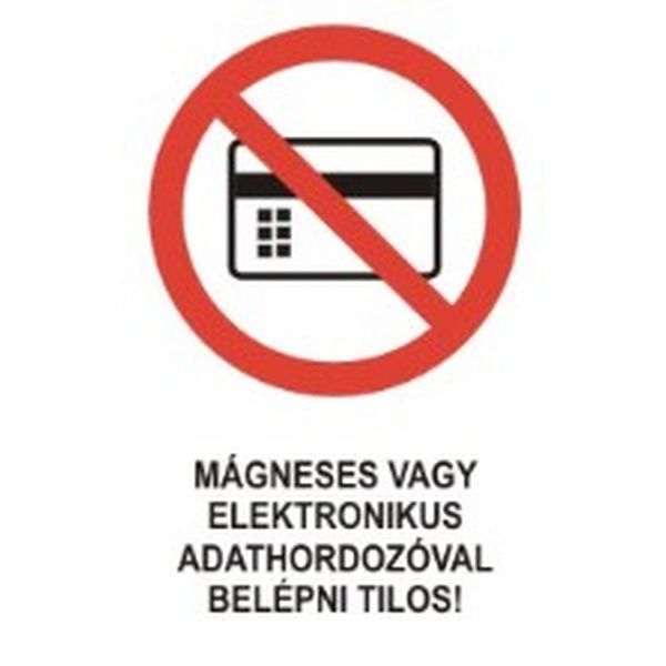 Mágneses vagy elektronikus adathordozóval belépni tilos! - öntapadó, 160*240mm