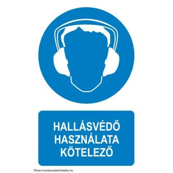 Hallásvédő használata kötelező! - műanyag, 150*100mm